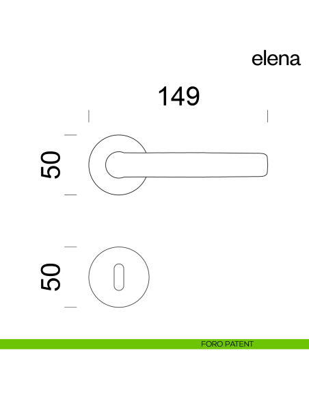 Maniglia per porta Elena dnd Handles con rosetta e bocchetta quadrata fine foro patent