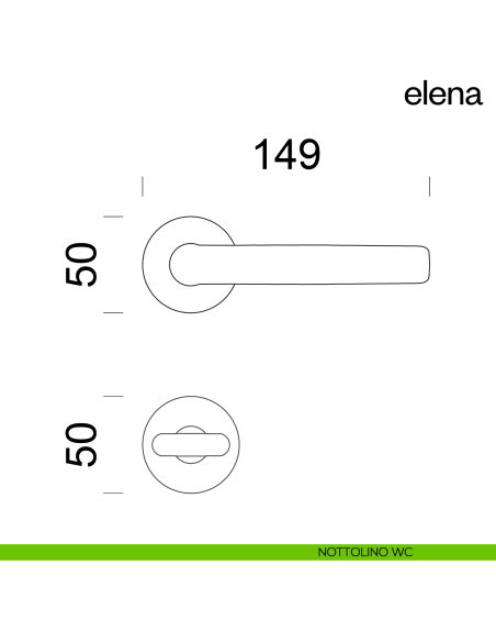 Maniglia per porta Elena dnd Handles con rosetta e bocchetta quadrata fine nottolino wc
