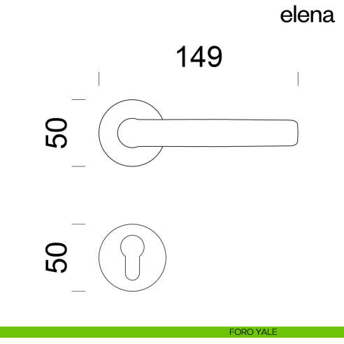 Maniglia per porta Elena dnd Handles con rosetta e bocchetta quadrata fine foro yale