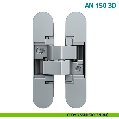 Cerniera a scomparsa regolabile per porta Anselmi AN 150 3D - cromo satinato