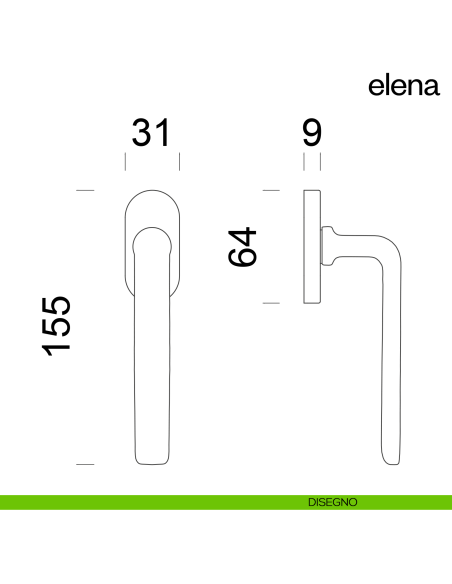 Maniglia per finestra martellina DK Elena dnd disegno