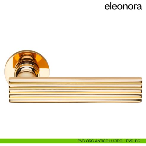 Maniglia per porta Eleonora dnd handles con rosetta tonda pvd oro antico lucido