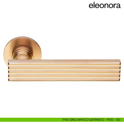 Maniglia per porta Eleonora dnd handles con rosetta tonda pvd oro antico satinato