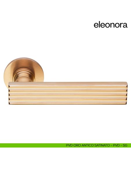 Maniglia per porta Eleonora dnd handles con rosetta tonda pvd oro antico satinato