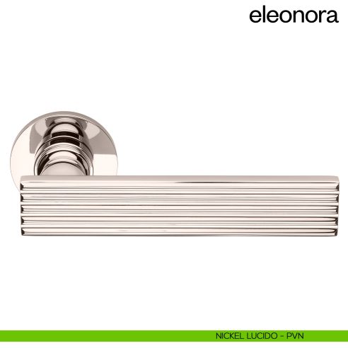 Maniglia per porta Eleonora dnd handles con rosetta tonda nickel lucido
