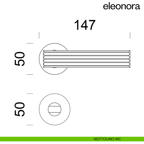 Maniglia per porta Eleonora dnd handles con rosetta tonda nottolino wc
