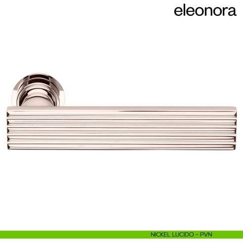 Maniglia per porta Eleonora dnd handles con rosetta minimale Unico nickel lucido