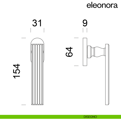 Maniglia per finestra martellina DK Eleonora dnd Handles disegno