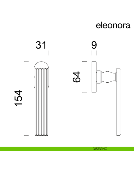 Maniglia per finestra martellina DK Eleonora dnd Handles disegno
