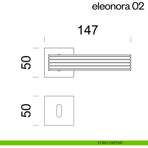 Maniglia per porta Eleonora 02 dnd handles con rosetta quadrata foro patent