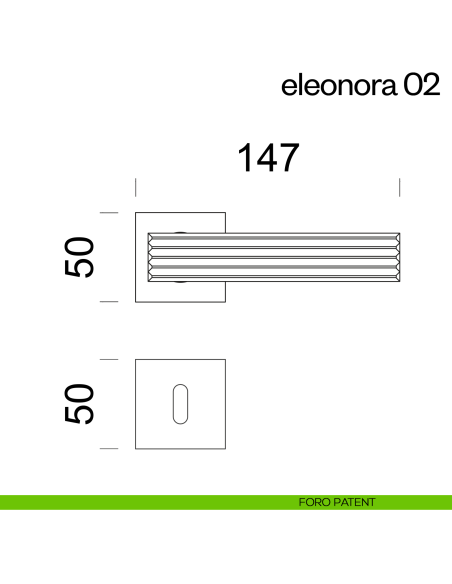 Maniglia per porta Eleonora 02 dnd handles con rosetta quadrata foro patent