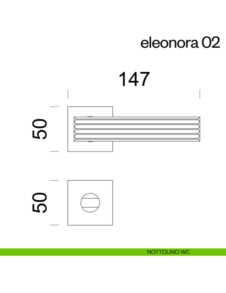 Maniglia per porta Eleonora 02 dnd handles con rosetta quadrata nottolino wc