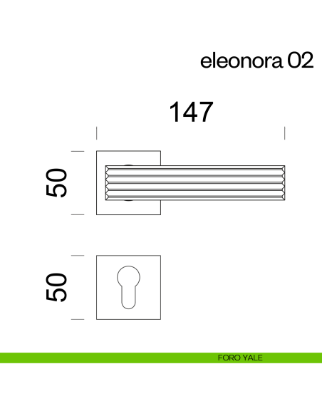 Maniglia per porta Eleonora 02 dnd handles con rosetta quadrata foro yale