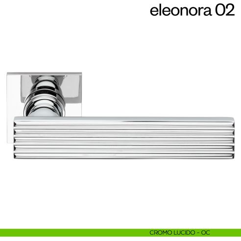 Maniglia per porta Eleonora 02 dnd handles con rosetta quadrata cromo lucido