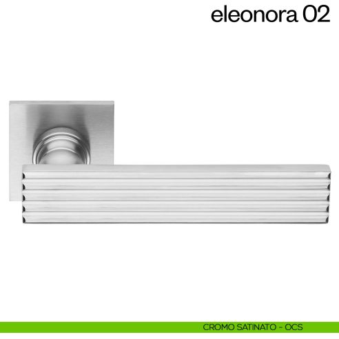 Maniglia per porta Eleonora 02 dnd handles con rosetta quadrata cromo satinato