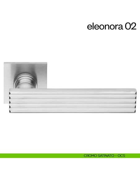 Maniglia per porta Eleonora 02 dnd handles con rosetta quadrata cromo satinato