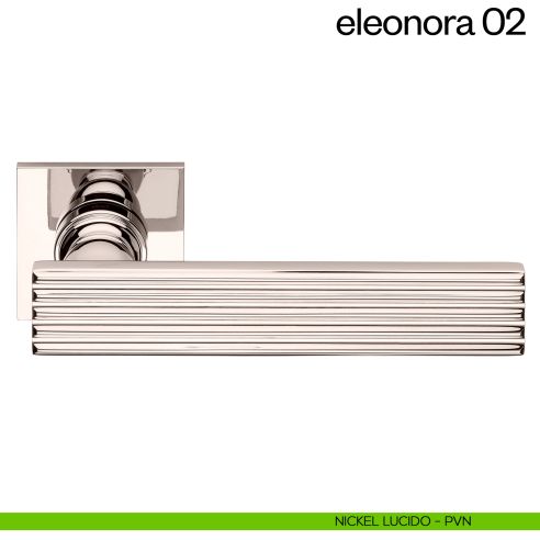 Maniglia per porta Eleonora 02 dnd handles con rosetta quadrata nichel lucido