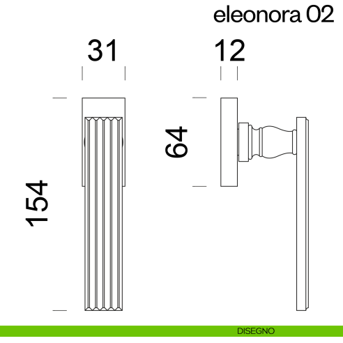 Maniglia per finestra martellina DK Eleonora 02 dnd Handles disegno