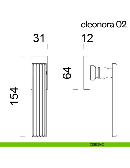Maniglia per finestra martellina DK Eleonora 02 dnd Handles disegno
