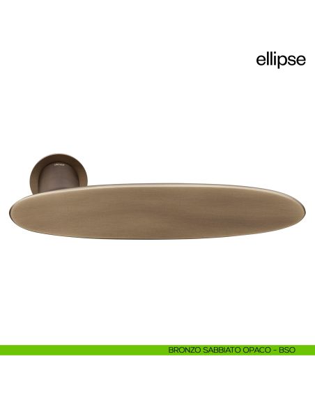 Maniglia per porta Ellipse dnd Handles con rosetta minimale Unico bronzo sabbiato opaco