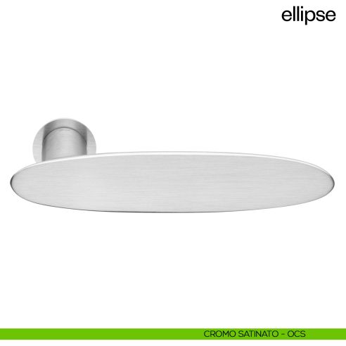 Maniglia per porta Ellipse dnd Handles con rosetta minimale Unico cromo satinato