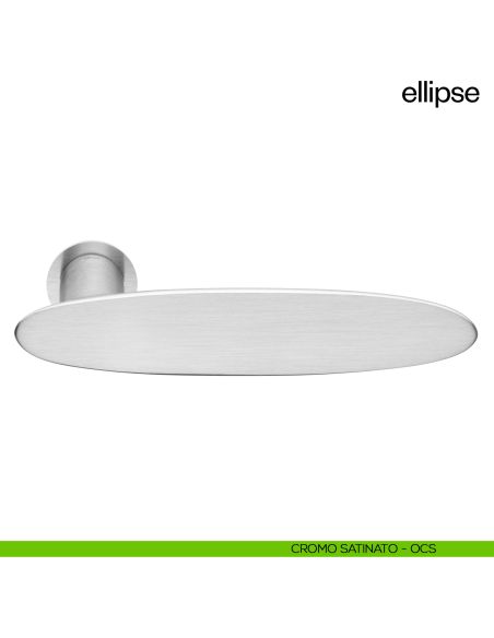 Maniglia per porta Ellipse dnd Handles con rosetta minimale Unico cromo satinato