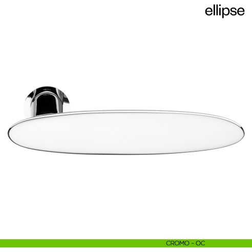 Maniglia per porta Ellipse dnd Handles con rosetta minimale Unico cromo lucido