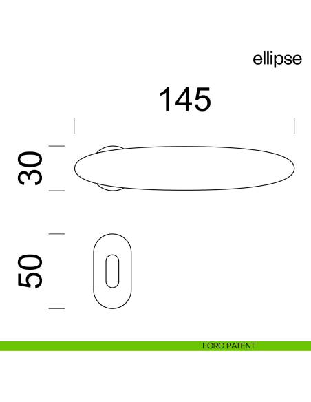 Maniglia per porta Ellipse dnd Handles con rosetta minimale Unico foro patent