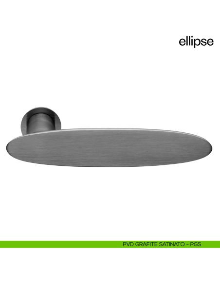 Maniglia per porta Ellipse dnd Handles con rosetta minimale Unico grafite satinato