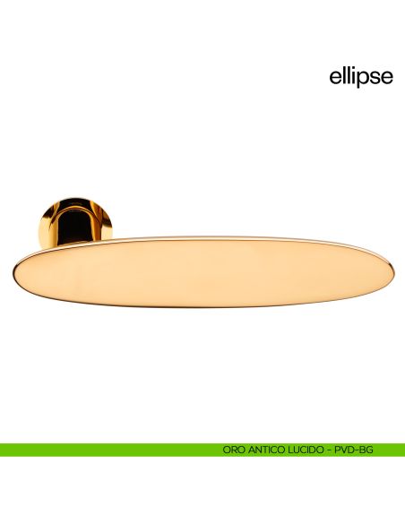 Maniglia per porta Ellipse dnd Handles con rosetta minimale Unico oro antico lucido