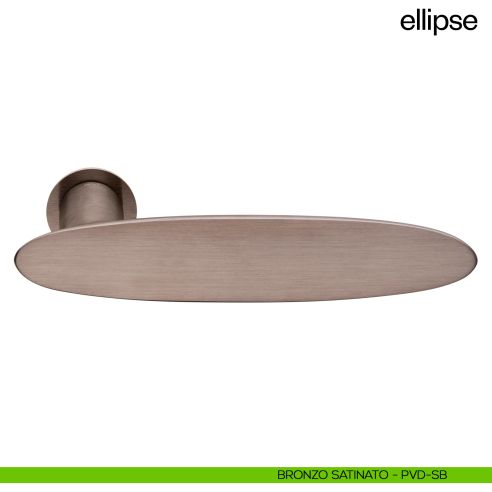 Maniglia per porta Ellipse dnd Handles con rosetta minimale Unico bronzo satinato