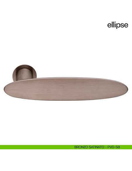 Maniglia per porta Ellipse dnd Handles con rosetta minimale Unico bronzo satinato