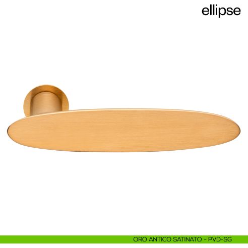 Maniglia per porta Ellipse dnd Handles con rosetta minimale Unico oro antico satinato