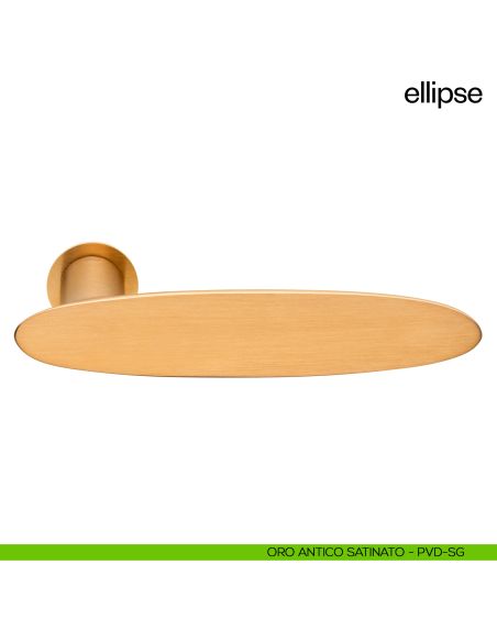 Maniglia per porta Ellipse dnd Handles con rosetta minimale Unico oro antico satinato