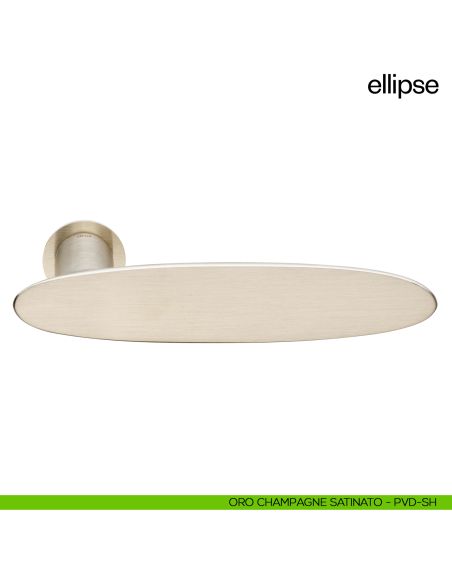 Maniglia per porta Ellipse dnd Handles con rosetta minimale Unico oro champagne satinato