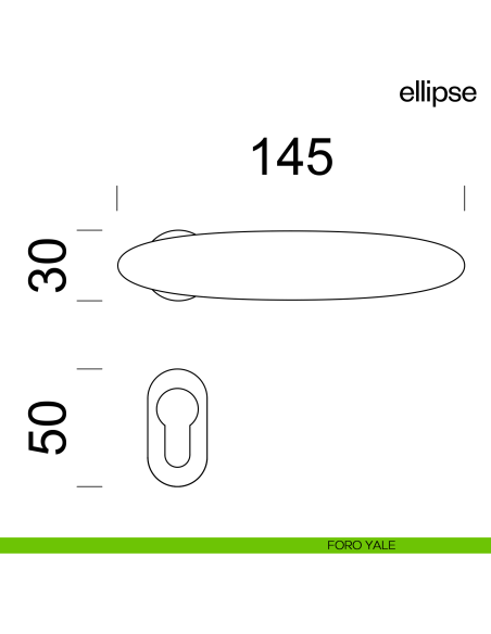 Maniglia per porta Ellipse dnd Handles con rosetta minimale Unico foro yale