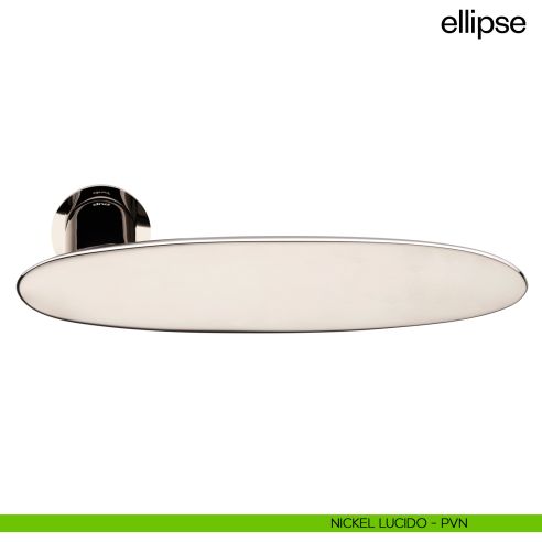 Maniglia per porta Ellipse dnd Handles con rosetta minimale Unico nickel lucido