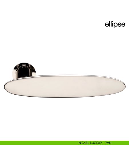 Maniglia per porta Ellipse dnd Handles con rosetta minimale Unico nickel lucido
