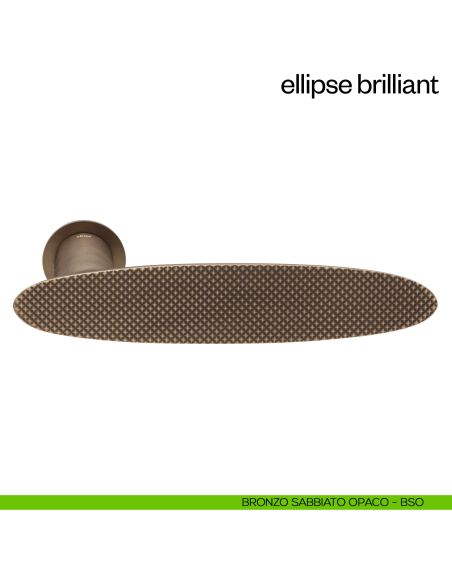 Maniglia per porta Ellipse Brilliant dnd Handles con rosetta minimale Unico bronzo sabbiato opaco