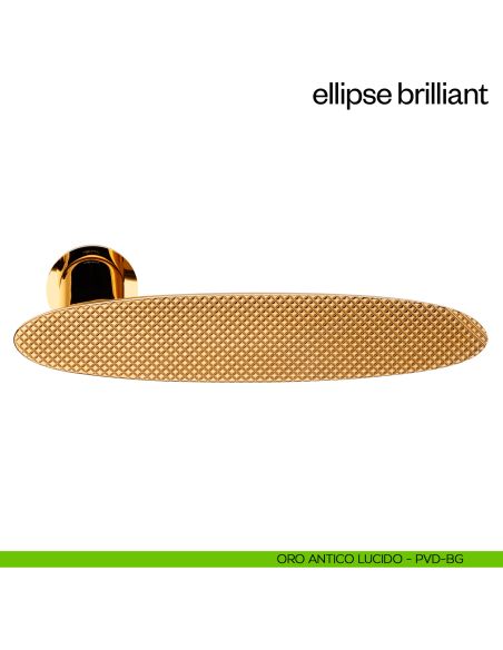 Maniglia per porta Ellipse Brilliant dnd Handles con rosetta minimale Unico oro antico lucido