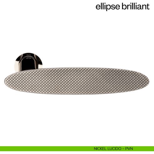 Maniglia per porta Ellipse Brilliant dnd Handles con rosetta minimale Unico nickel lucido