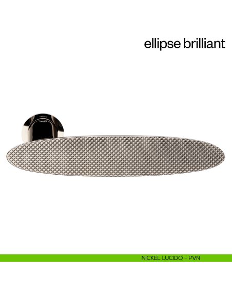 Maniglia per porta Ellipse Brilliant dnd Handles con rosetta minimale Unico nickel lucido
