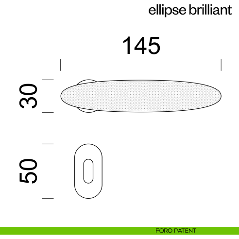Maniglia per porta Ellipse Brilliant dnd Handles con rosetta minimale Unico foro patent
