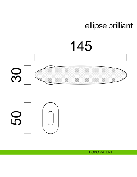Maniglia per porta Ellipse Brilliant dnd Handles con rosetta minimale Unico foro patent