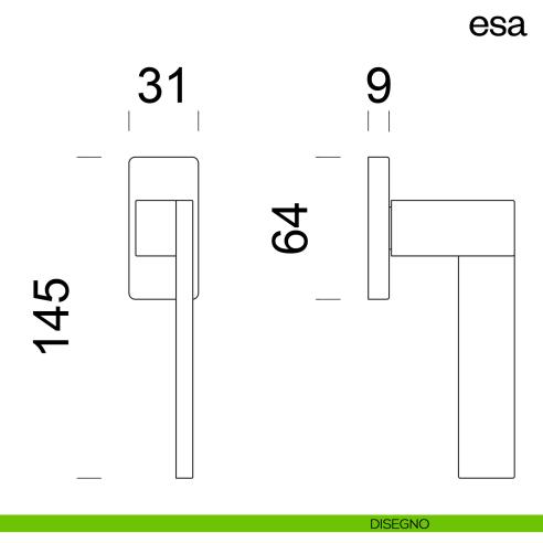 Maniglia per finestra martellina DK Esa dnd disegno