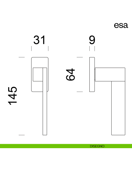 Maniglia per finestra martellina DK Esa dnd disegno
