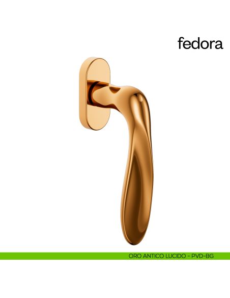 Maniglia per finestra martellina DK Fedora dnd Handles oro antico lucido