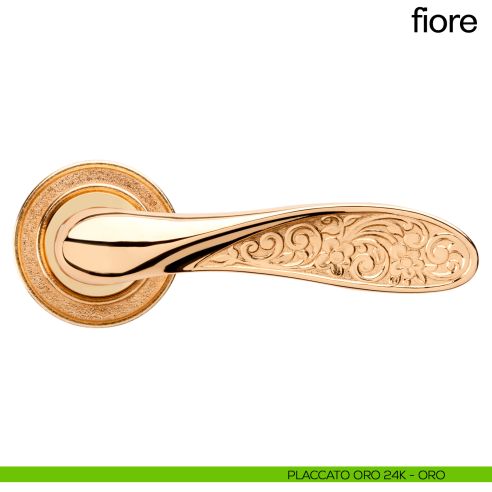 Maniglia per porta Fiore dnd Handles placcato oro 24k