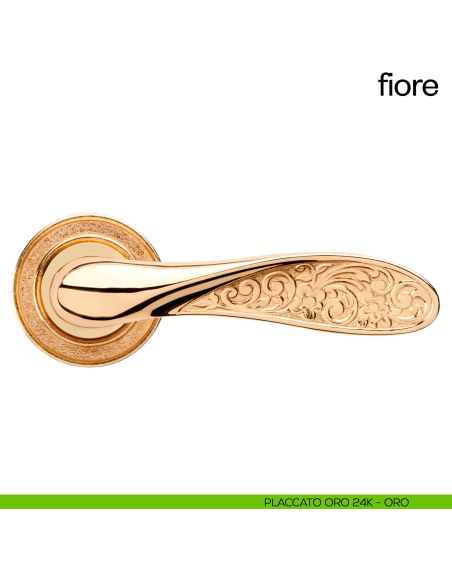 Maniglia per porta Fiore dnd Handles placcato oro 24k
