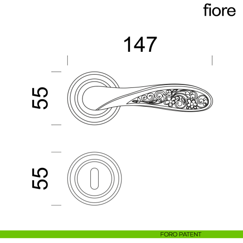 Maniglia per porta Fiore dnd Handles foro patent